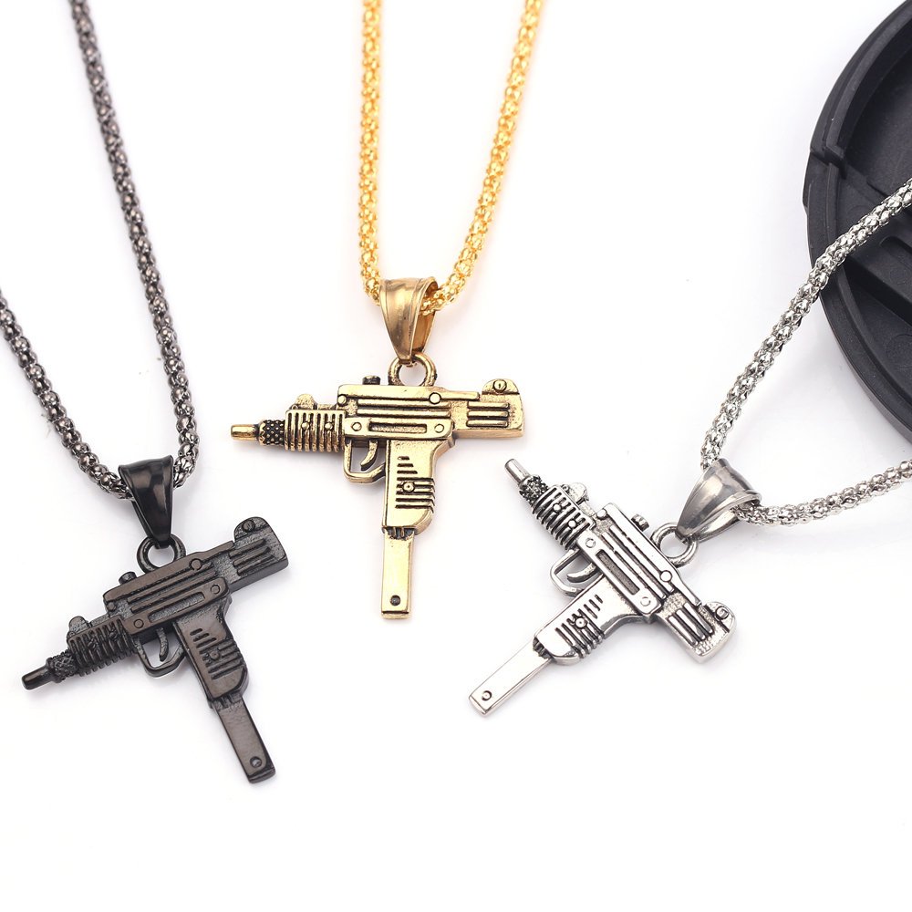 Men'S Accessories Jewelry - Punk Uzi Tabanca Makineli Tüfek Kolye