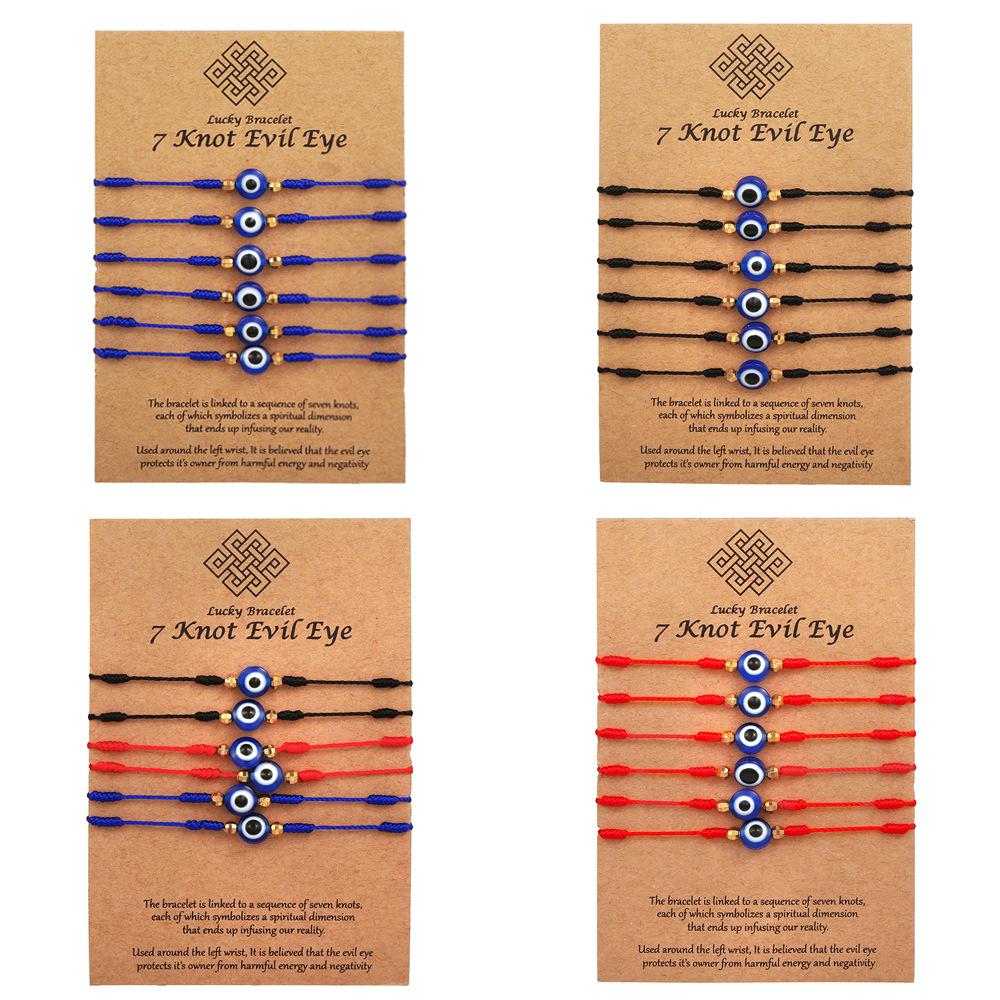 Men Accessories Evil Eye - 6 adet mavi nazar bilezik seti