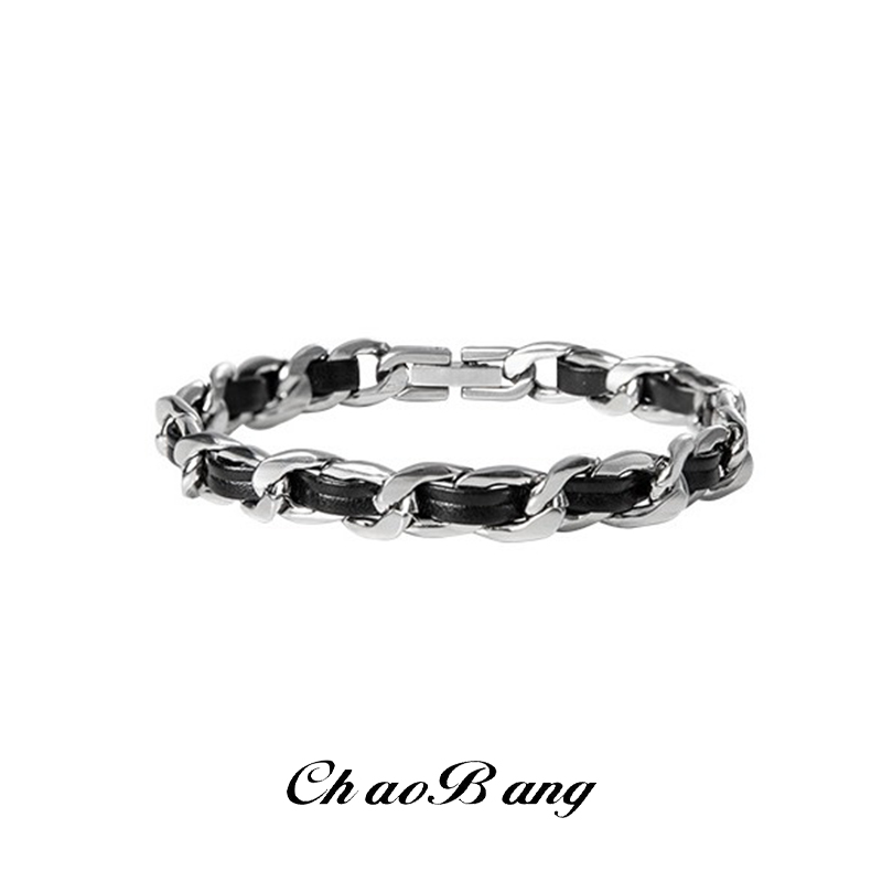 Men'S Accessories High End - Erkekler için Trendy Titanyum Çelik Deri