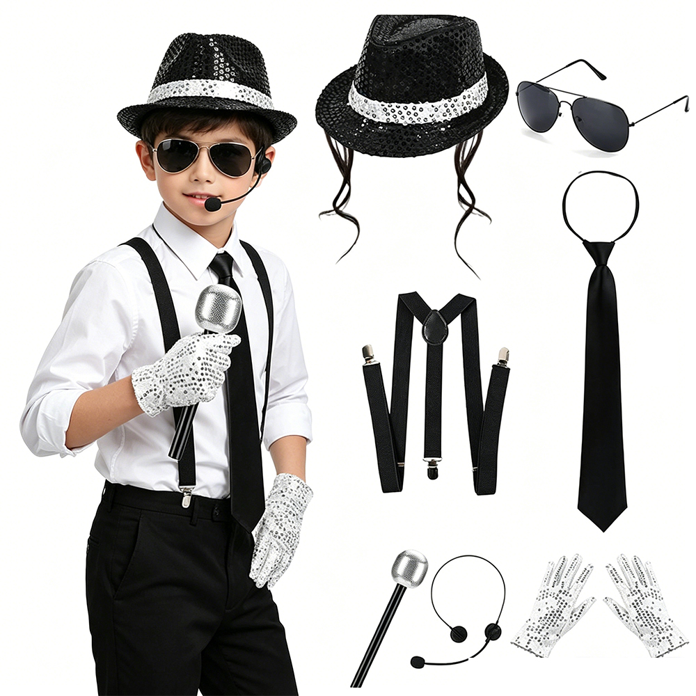 Men'S Accessories In The 80S - Michael Jackson Cosplay Aksesuar Seti 80S
