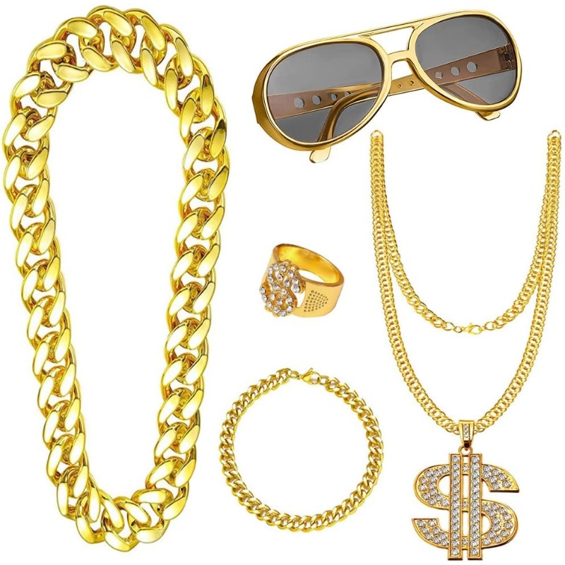 Men'S Accessories In The 80S - 5 adet Hip Hop Kostüm seti,