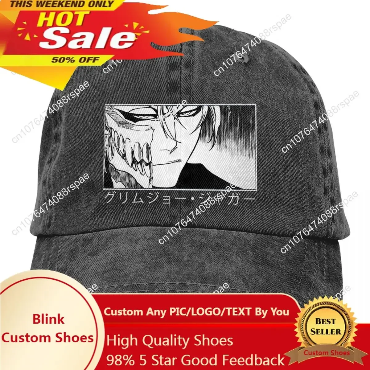 Hat Snapback Cap - Yıkanmış erkek beyzbol şapkası Grimmjow Jaggerjack